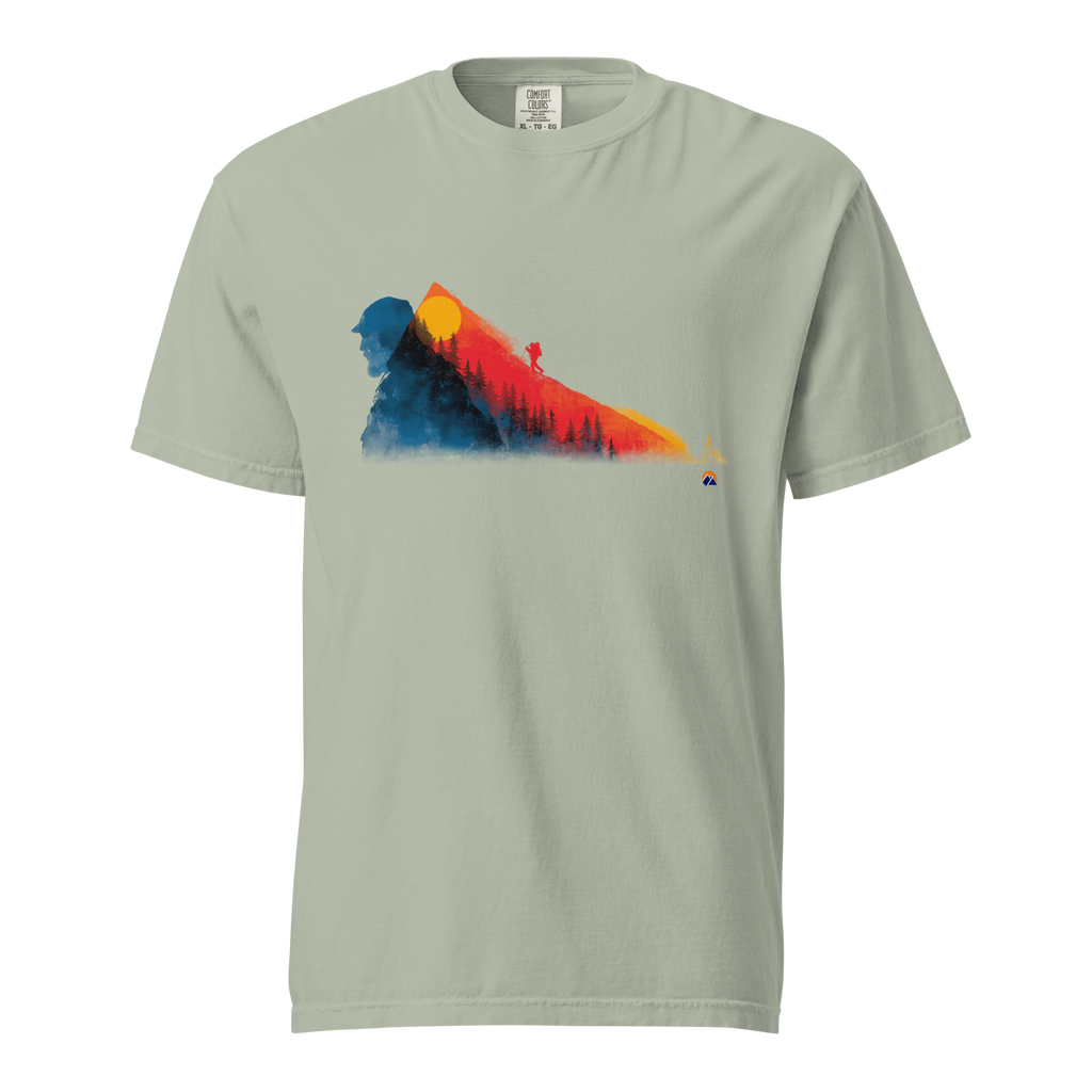 Mountain Layers — Grin Dwellers Bay heavyweight garment-dyed tee, front view