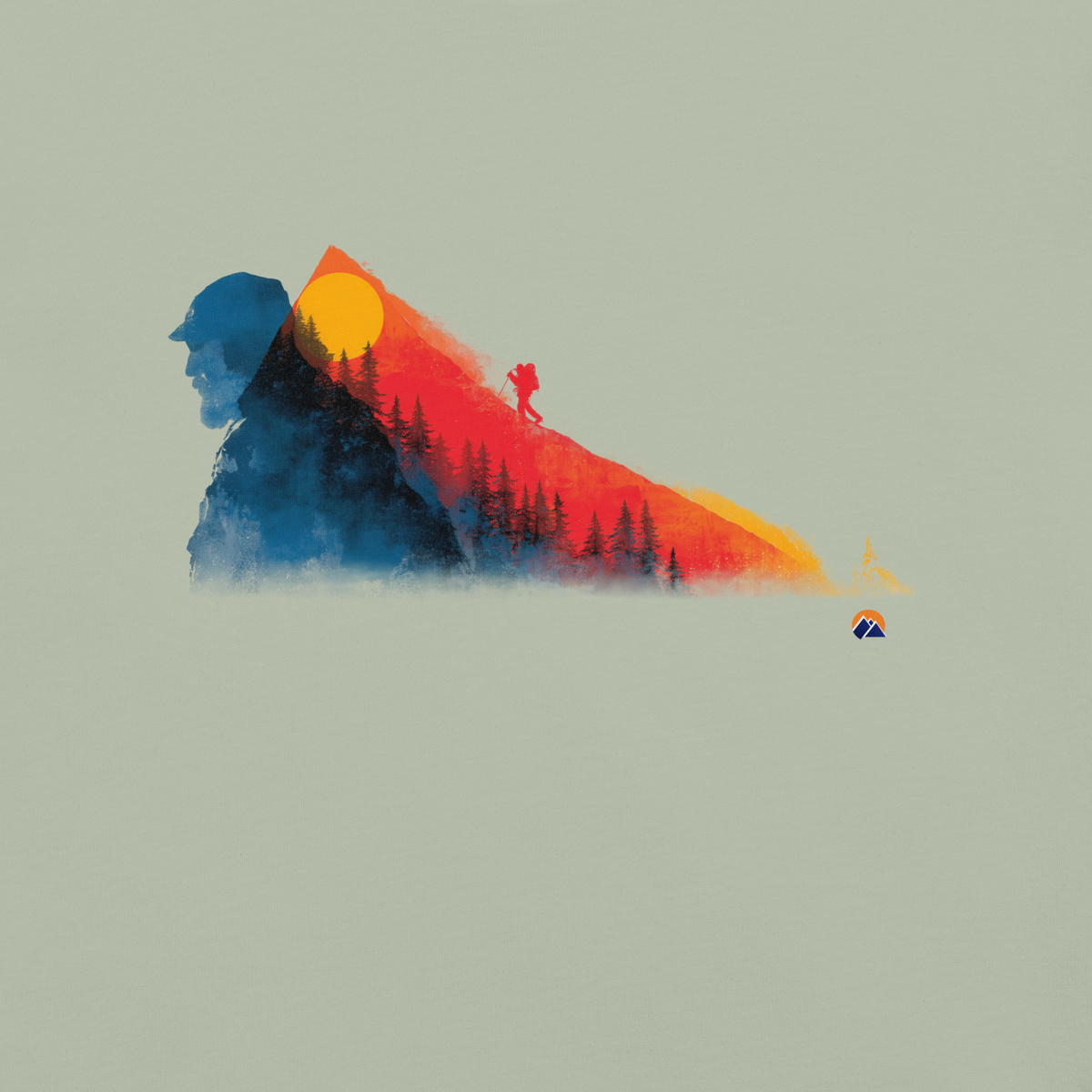 Mountain Layers — Grin Dwellers Bay heavyweight garment-dyed tee, detail view