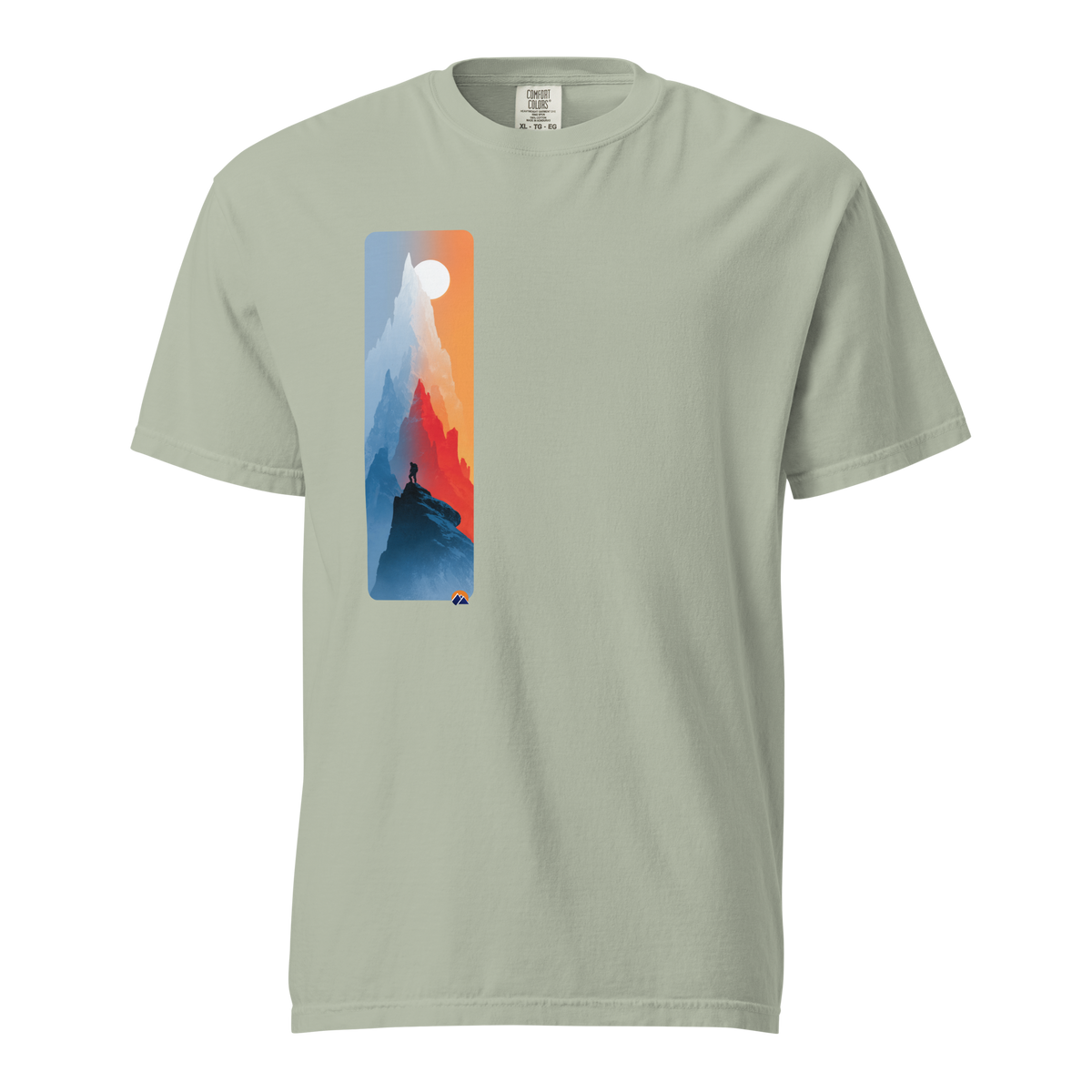 Summit Solitude — Grin Dwellers Bay heavyweight garment-dyed tee, front view