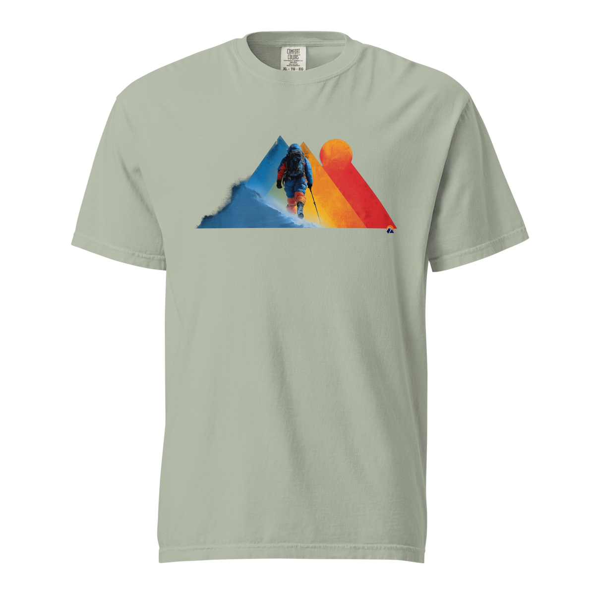 Winter Alpinist — Grin Dwellers Bay heavyweight garment-dyed tee, front view