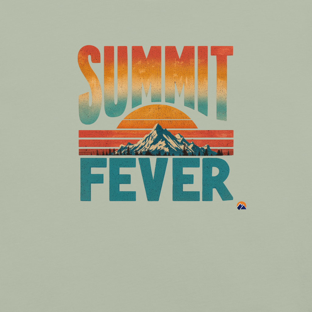 Summit Fever — Grin Dwellers Bay heavyweight garment-dyed tee, detail view