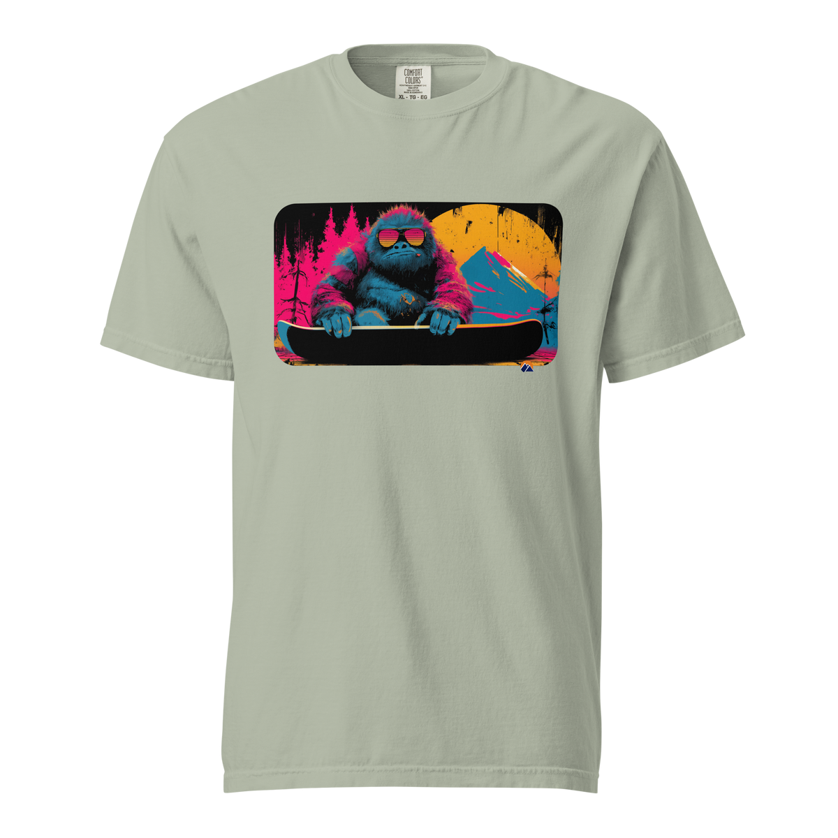 Neon Yeti — Grin Dwellers Bay heavyweight garment-dyed tee, front view