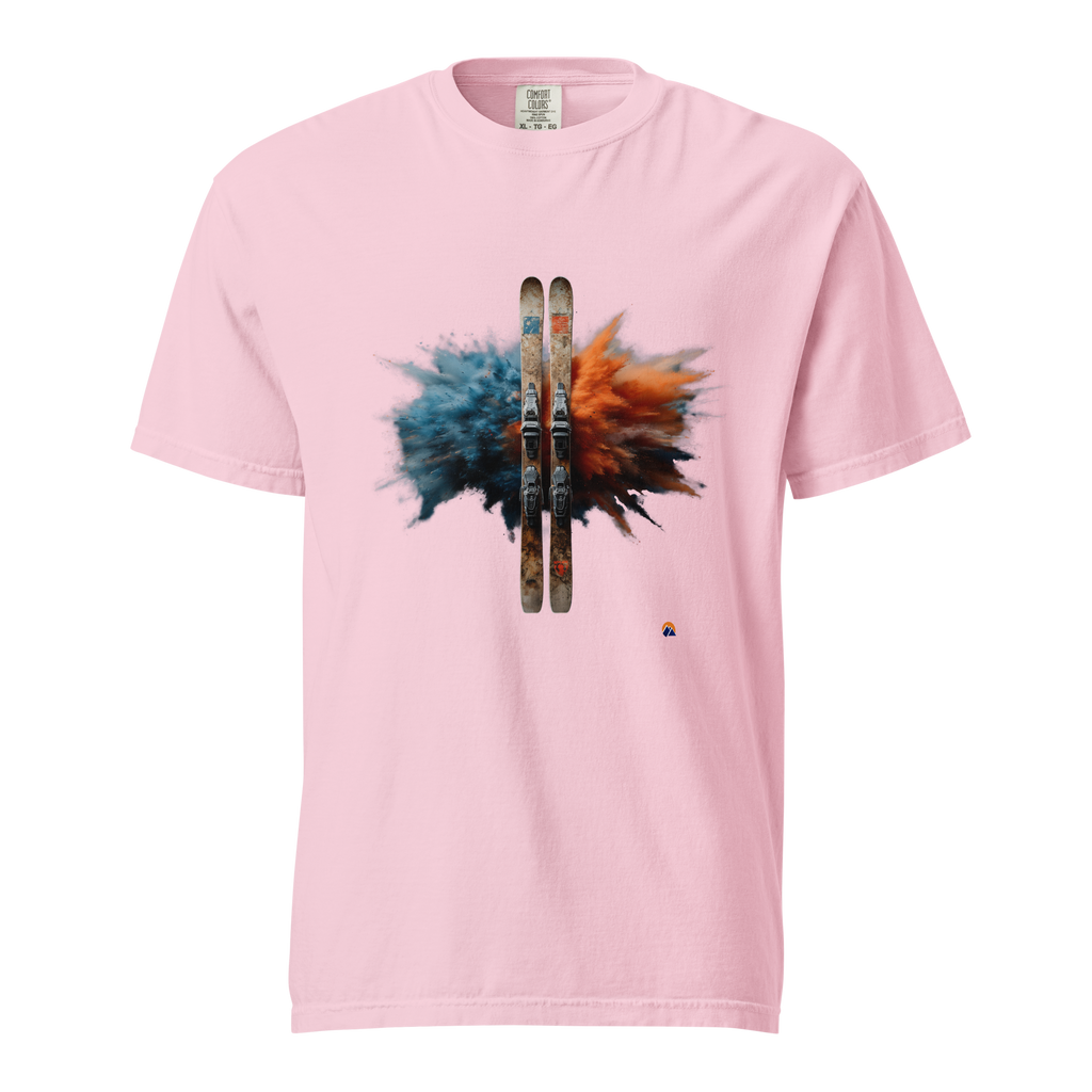 Powder Burst — Grin Dwellers Blossom heavyweight garment-dyed tee, front view