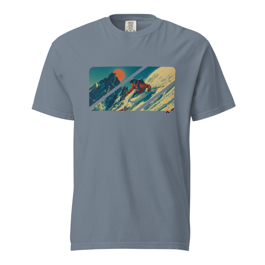 Last Light — Grin Dwellers Blue Jean heavyweight garment-dyed tee, front view