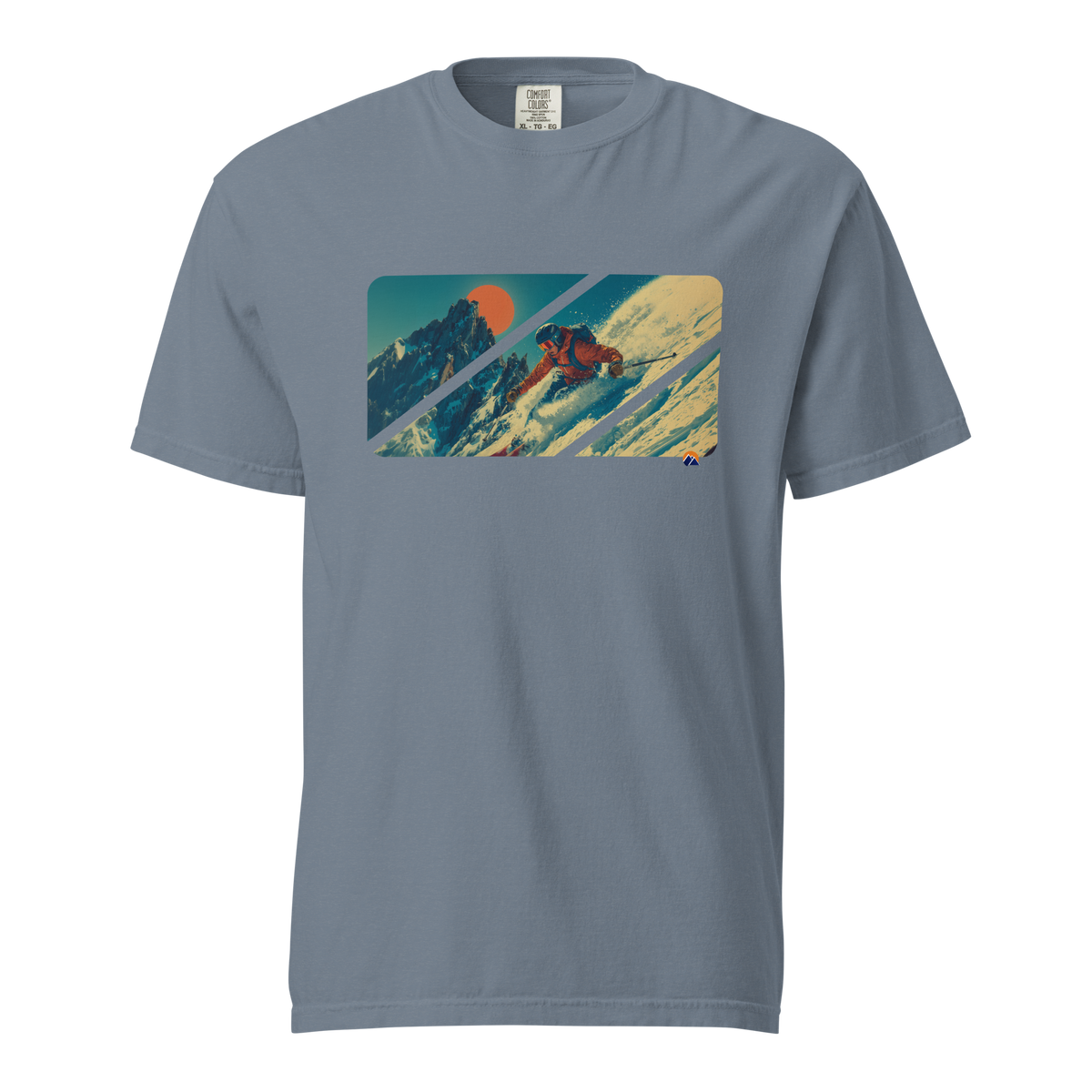 Last Light — Grin Dwellers Blue Jean heavyweight garment-dyed tee, front view
