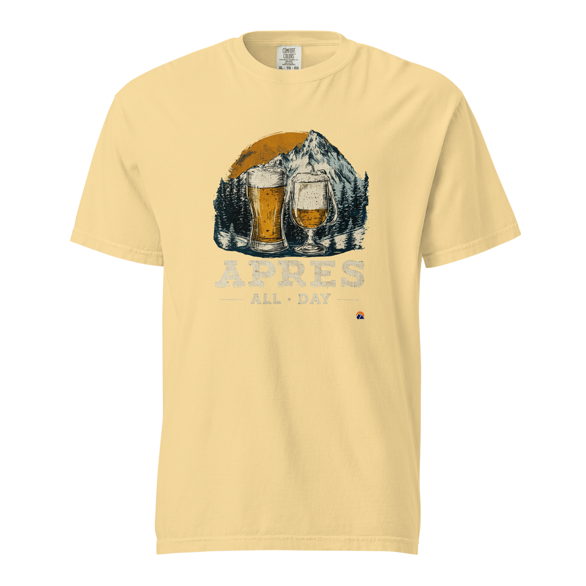 Apres All Day — Grin Dwellers Butter heavyweight garment-dyed tee, front view