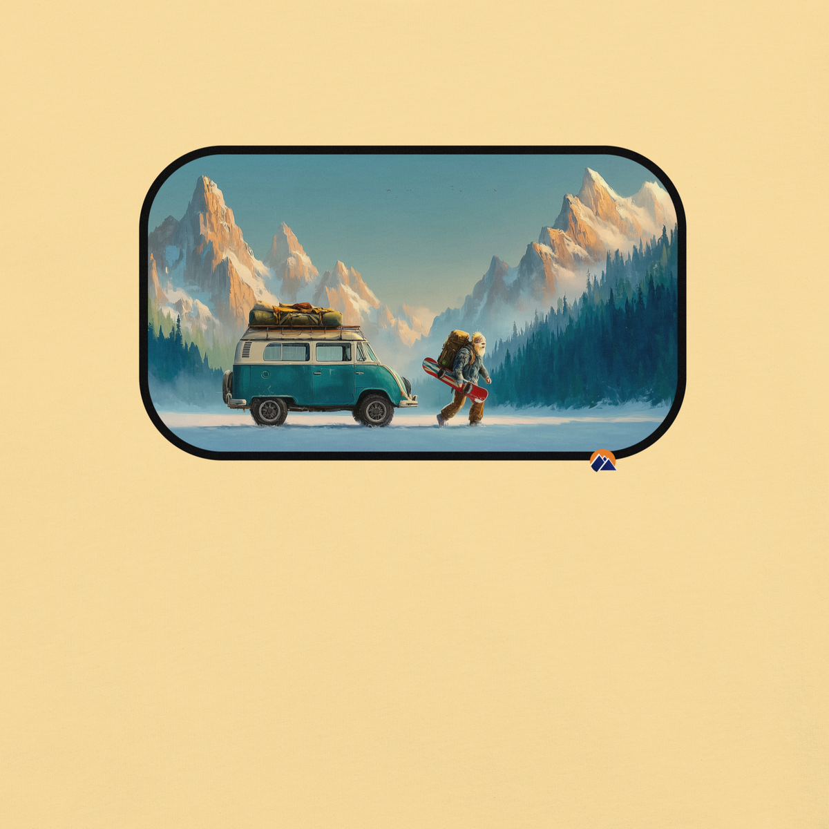Van Life Powder — Grin Dwellers Butter heavyweight garment-dyed tee, detail view
