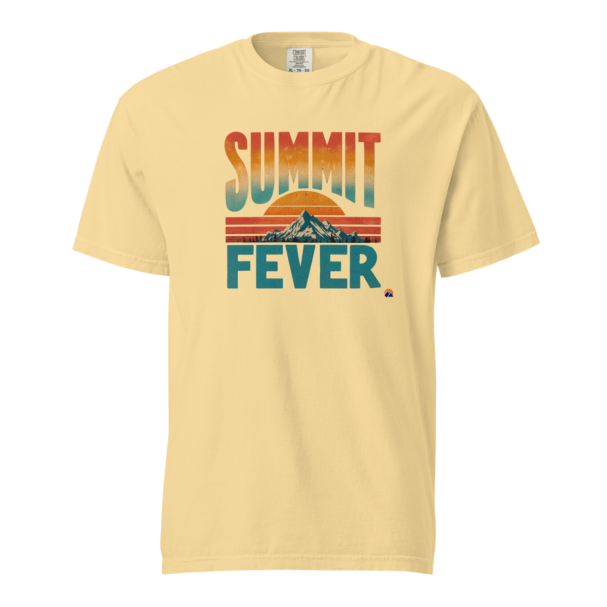 Summit Fever — Grin Dwellers Butter heavyweight garment-dyed tee, front view