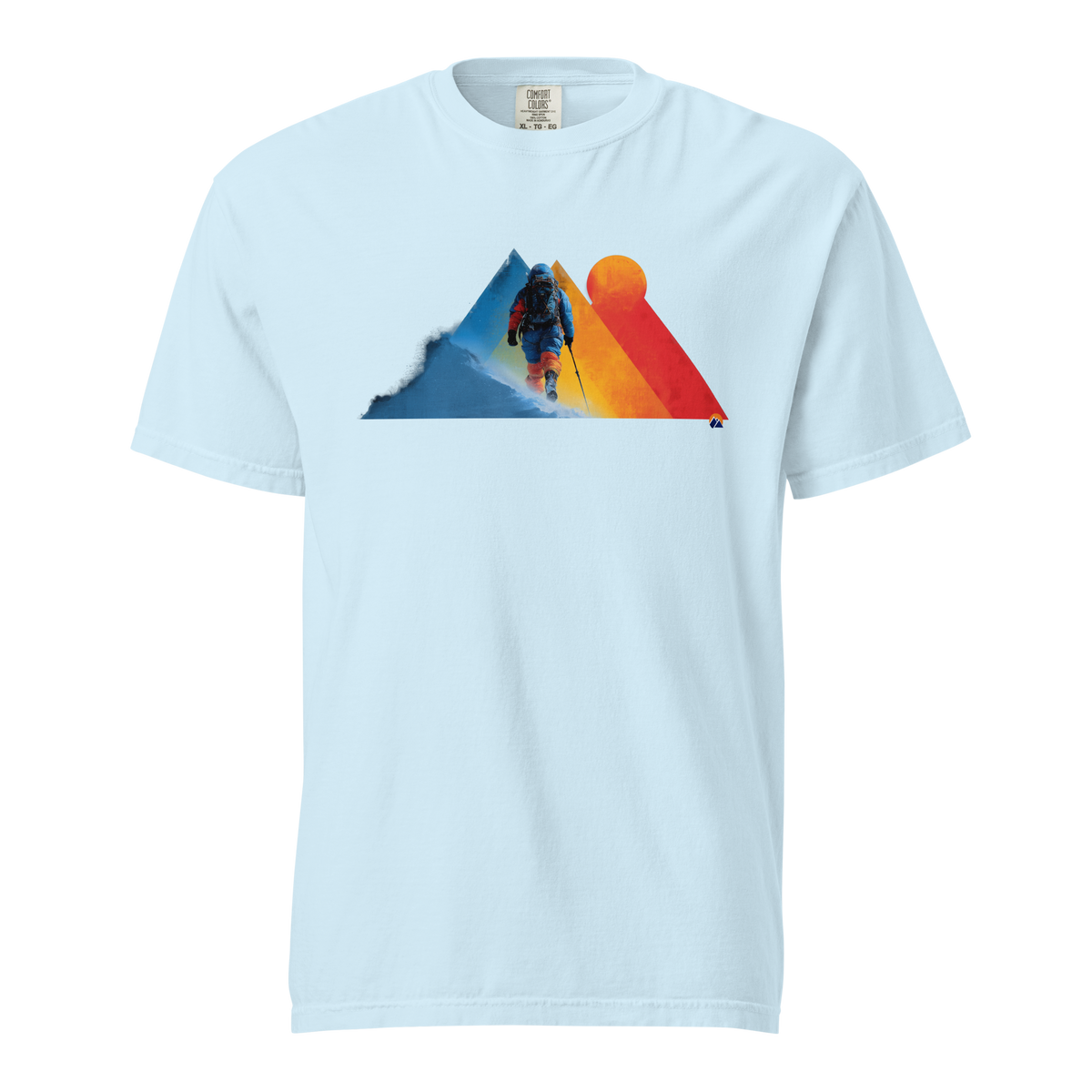 Winter Alpinist — Grin Dwellers Chambray heavyweight garment-dyed tee, front view