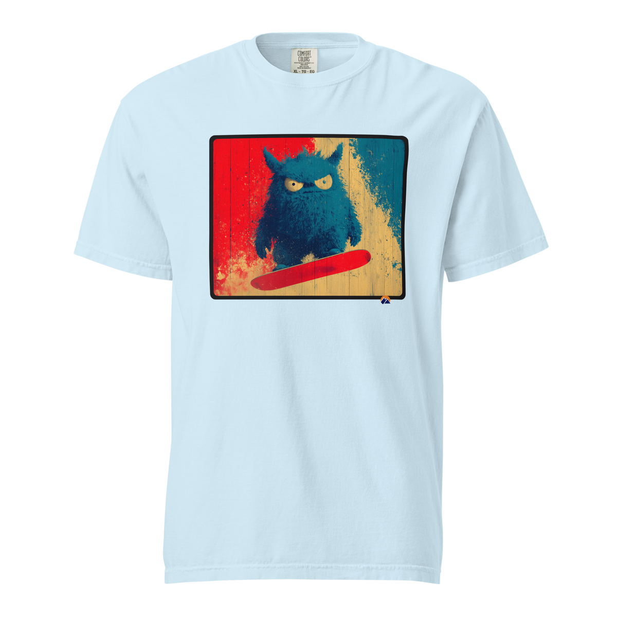 Grumpy Shredder — Grin Dwellers Chambray heavyweight garment-dyed tee, front view