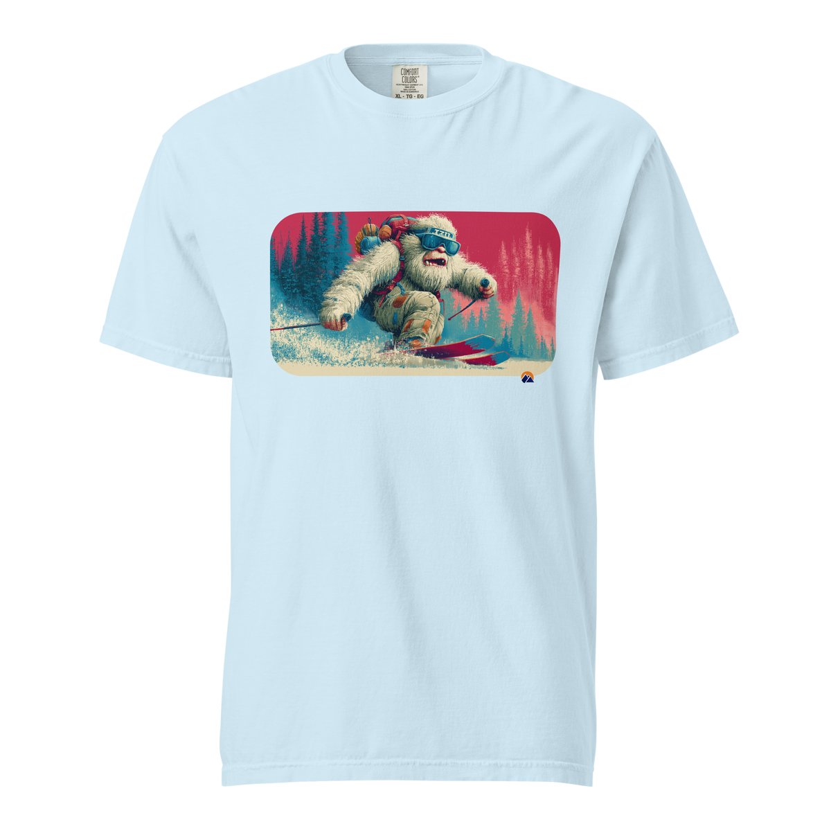 Pixel Yeti — Grin Dwellers Chambray heavyweight garment-dyed tee, front view