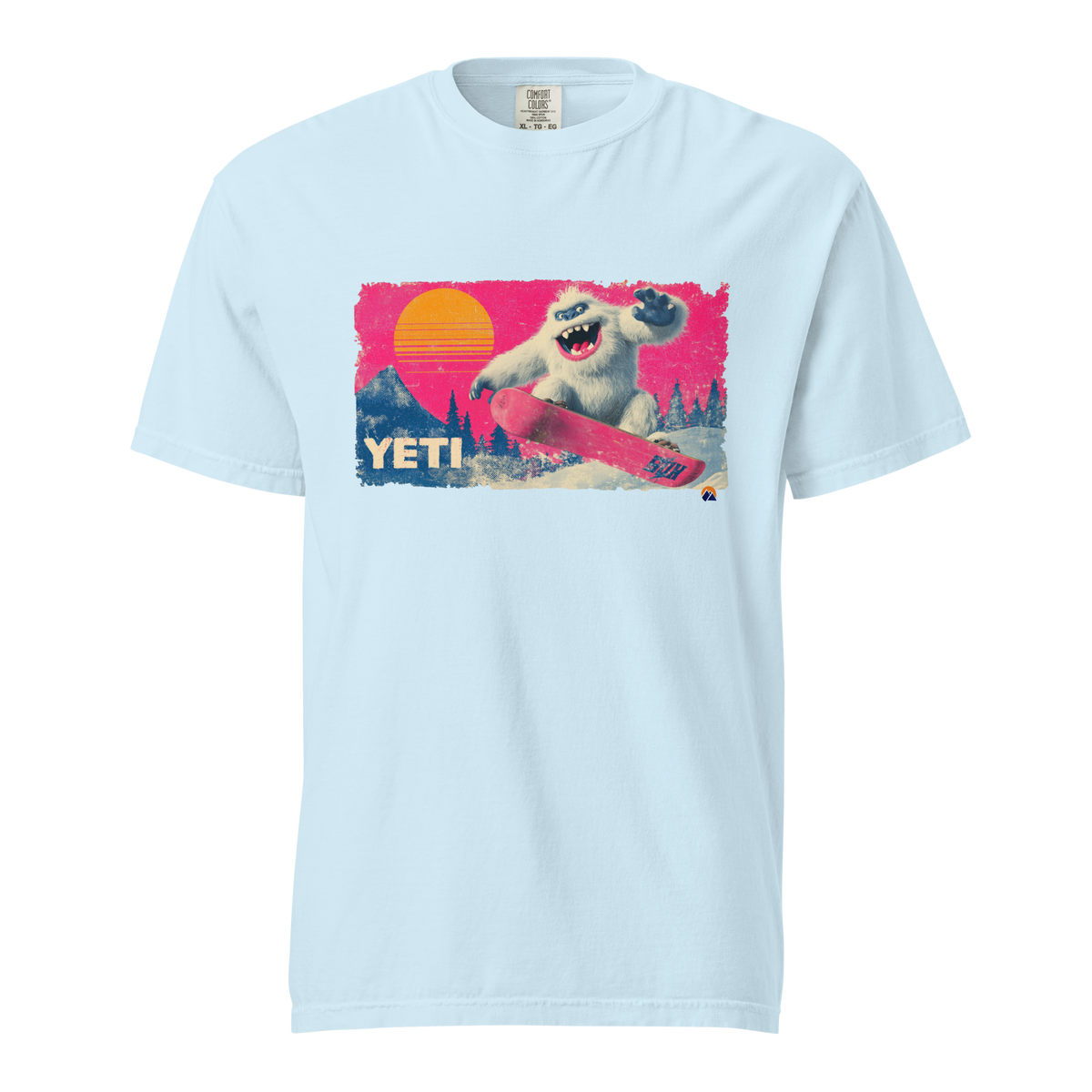 Yeti Shredder — Grin Dwellers Chambray heavyweight garment-dyed tee, front view