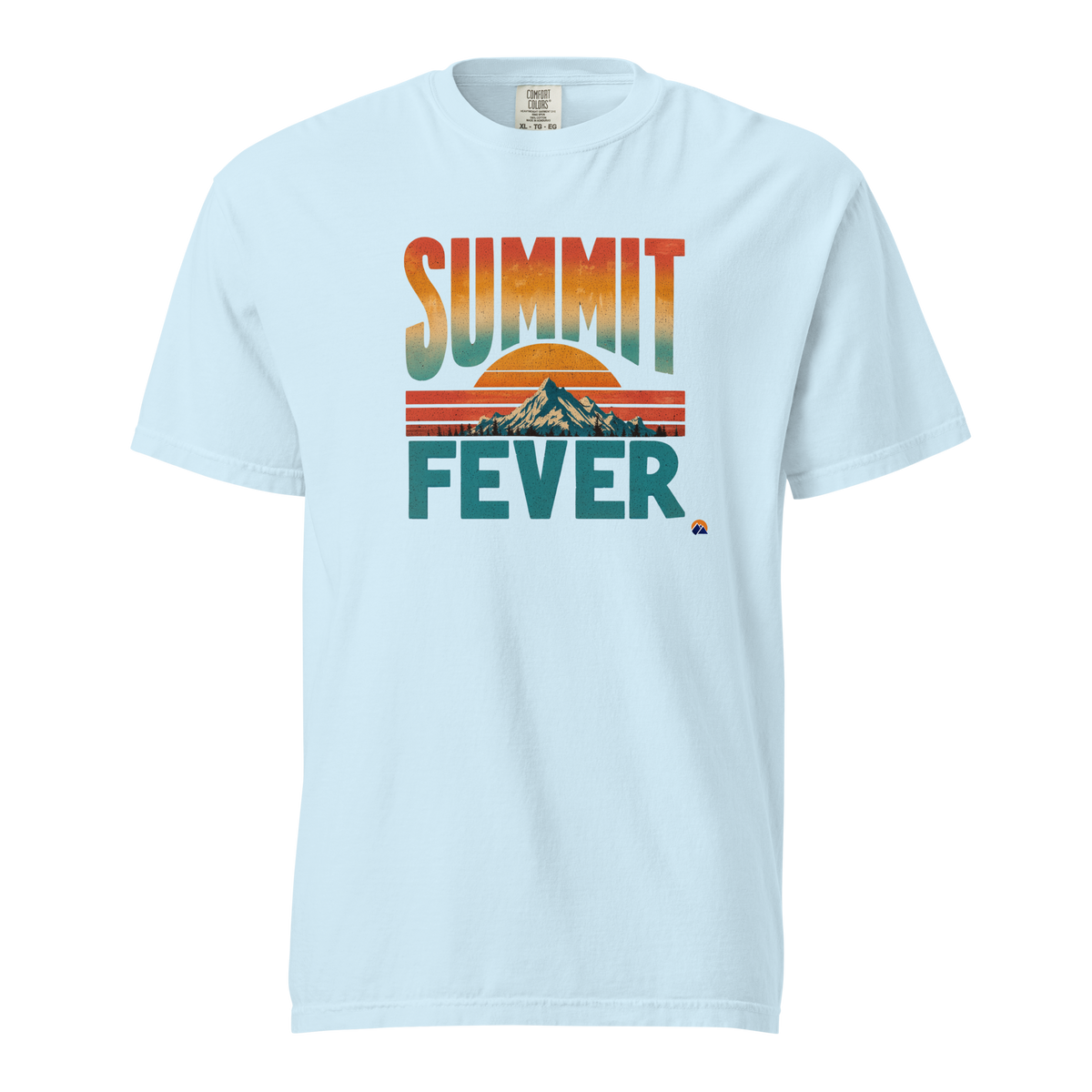 Summit Fever — Grin Dwellers Chambray heavyweight garment-dyed tee, front view