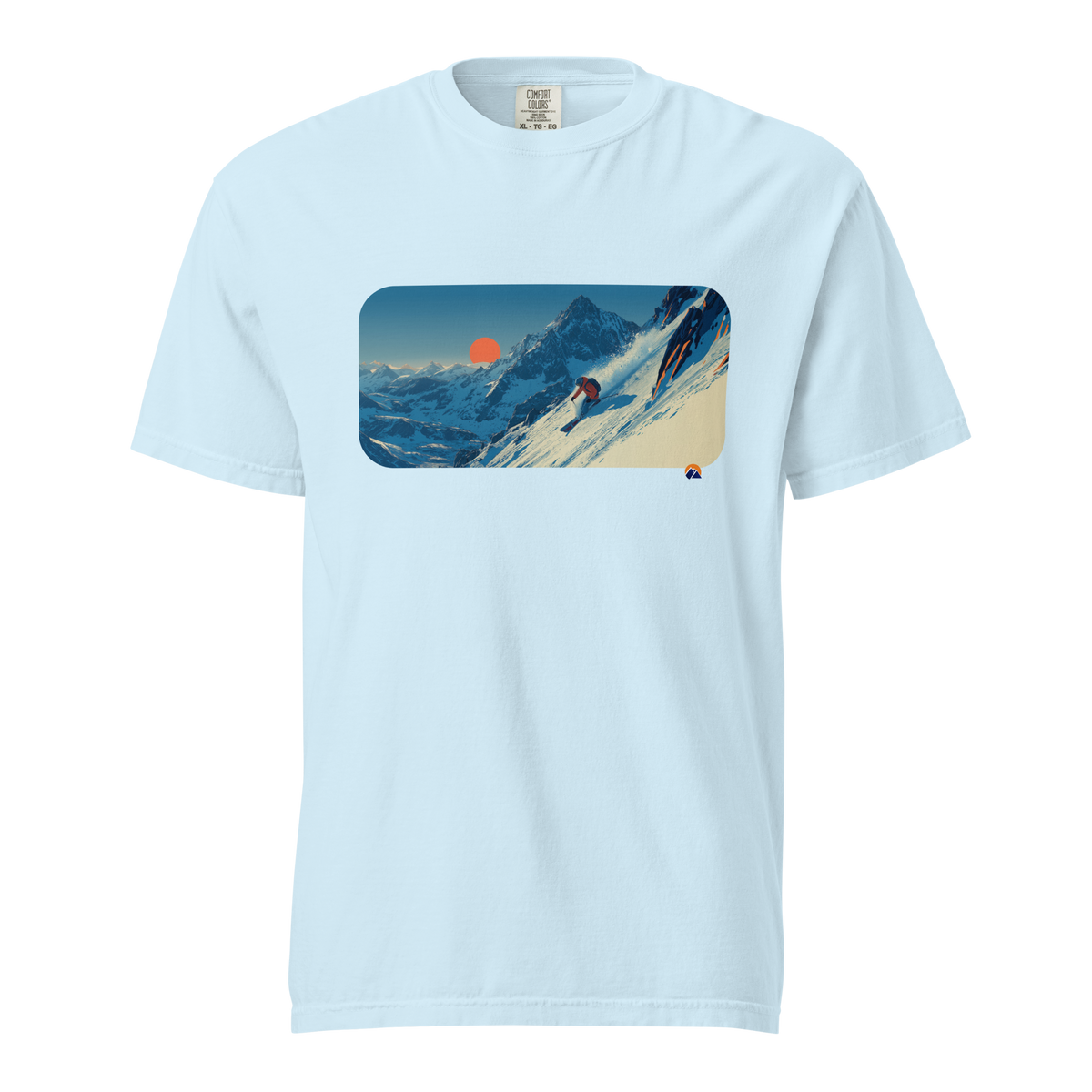 Golden Run — Grin Dwellers Chambray heavyweight garment-dyed tee, front view