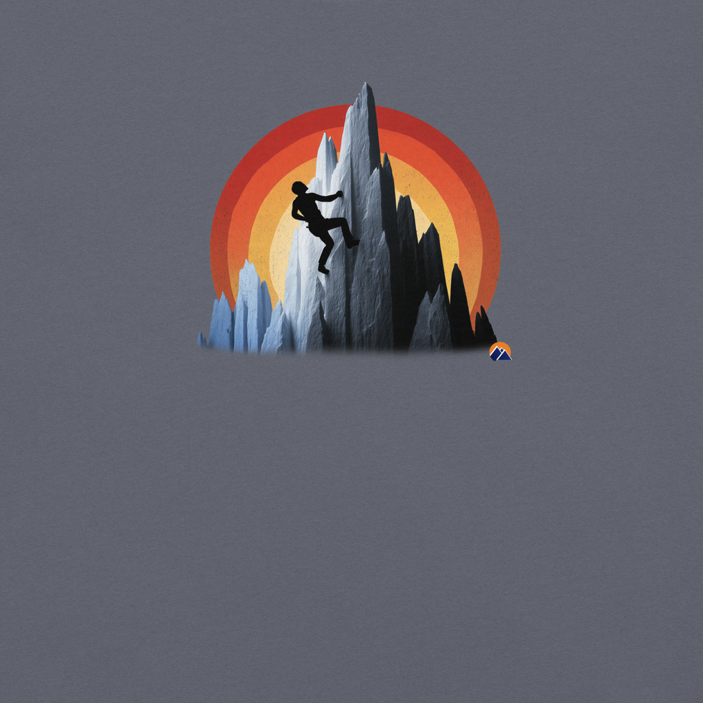 Sunset Climber — Grin Dwellers Denim heavyweight garment-dyed tee, detail view
