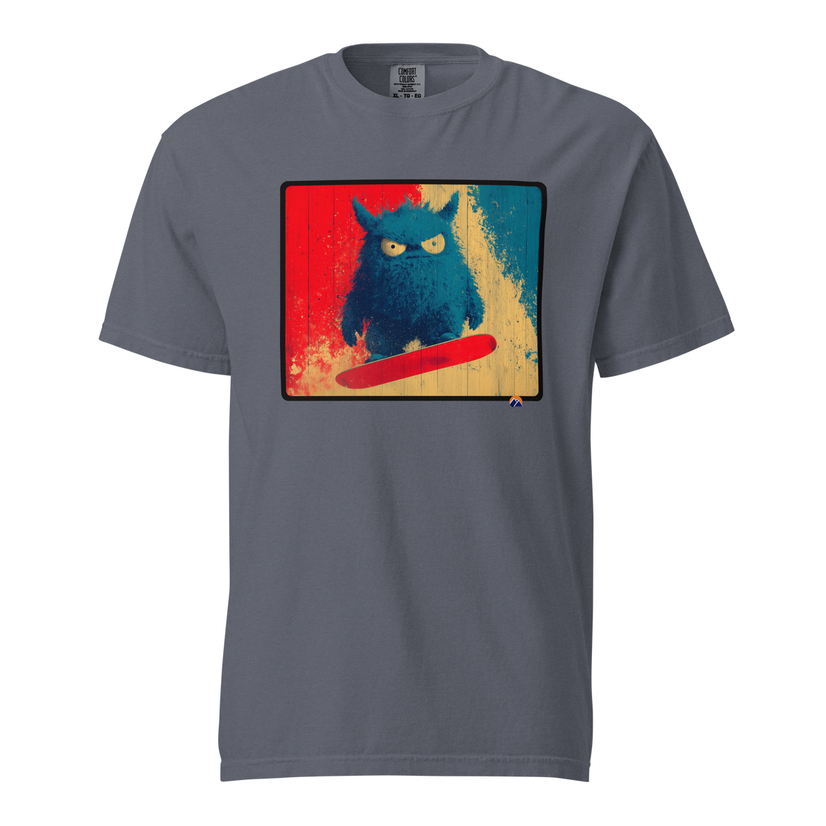 Grumpy Shredder — Grin Dwellers Denim heavyweight garment-dyed tee, front view