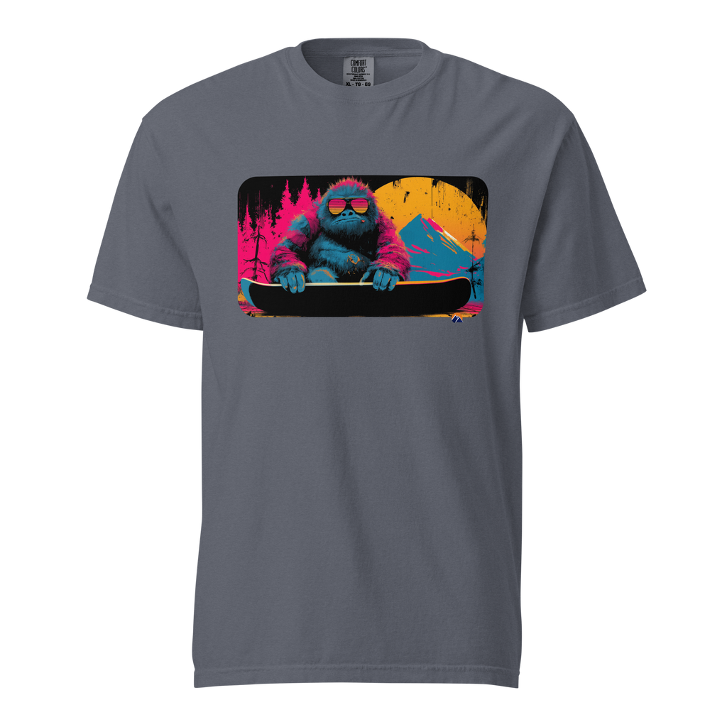 Neon Yeti — Grin Dwellers Denim heavyweight garment-dyed tee, front view