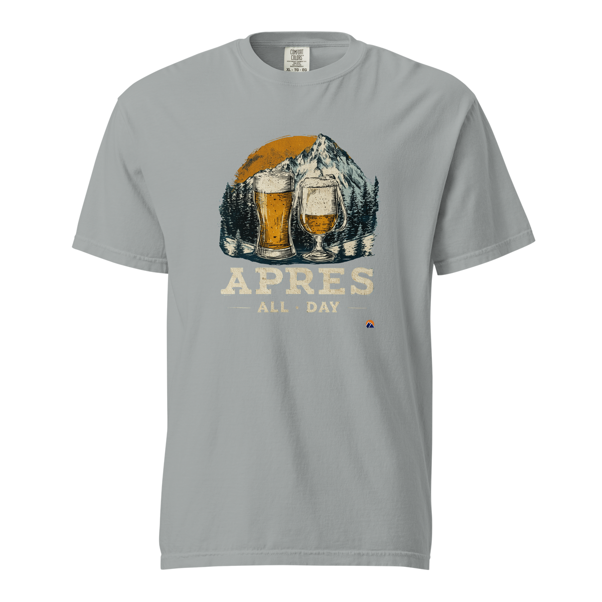 Apres All Day — Grin Dwellers Granite heavyweight garment-dyed tee, front view