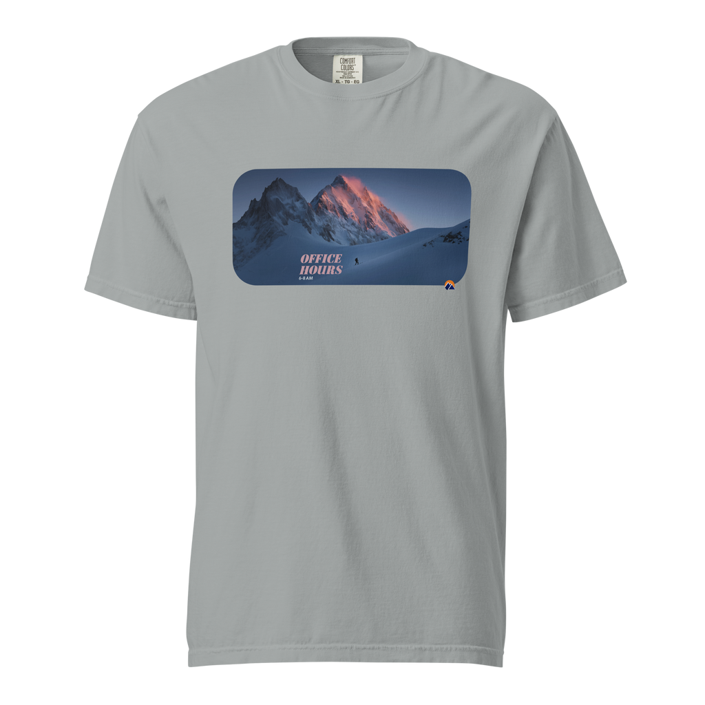 Office Hours — Grin Dwellers Granite heavyweight garment-dyed tee, front view