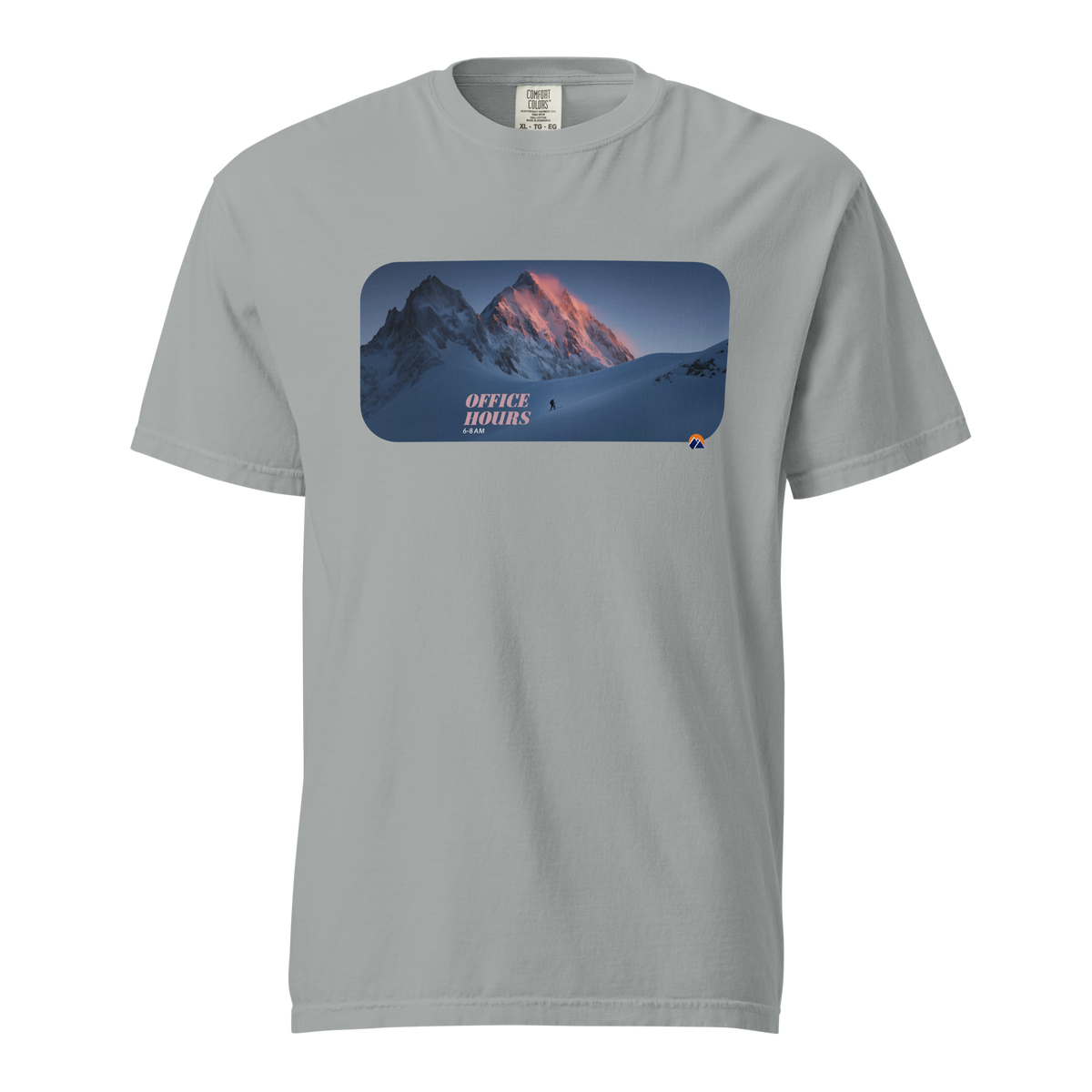 Office Hours — Grin Dwellers Granite heavyweight garment-dyed tee, front view