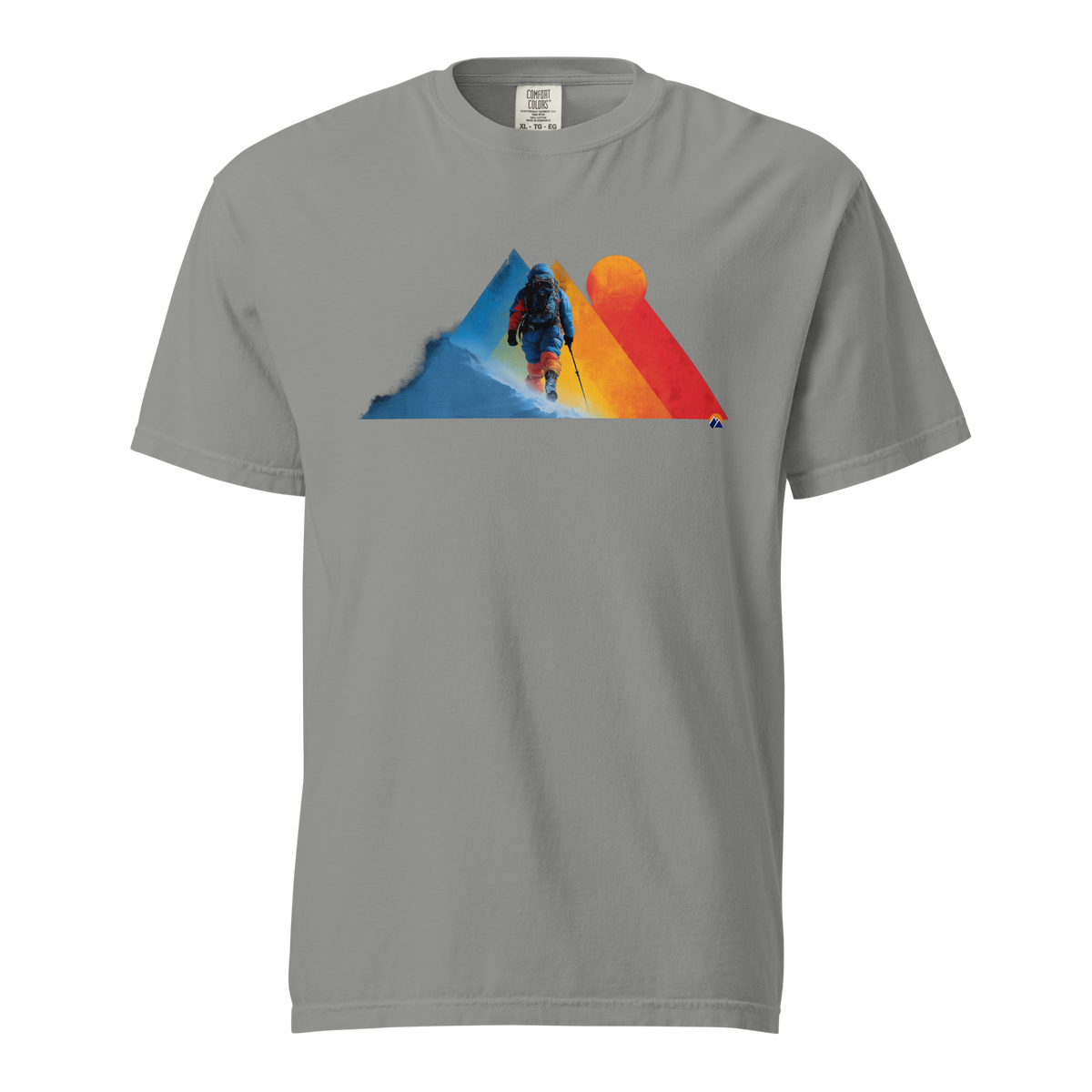 Winter Alpinist — Grin Dwellers Grey heavyweight garment-dyed tee, front view
