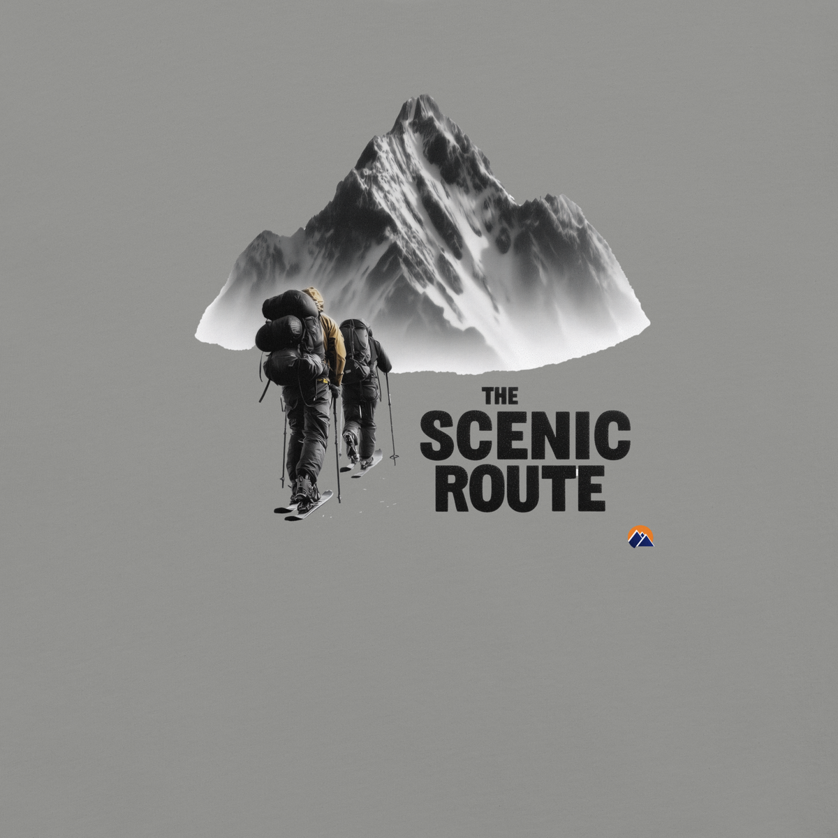The Scenic Route — Grin Dwellers Grey heavyweight garment-dyed tee, detail view