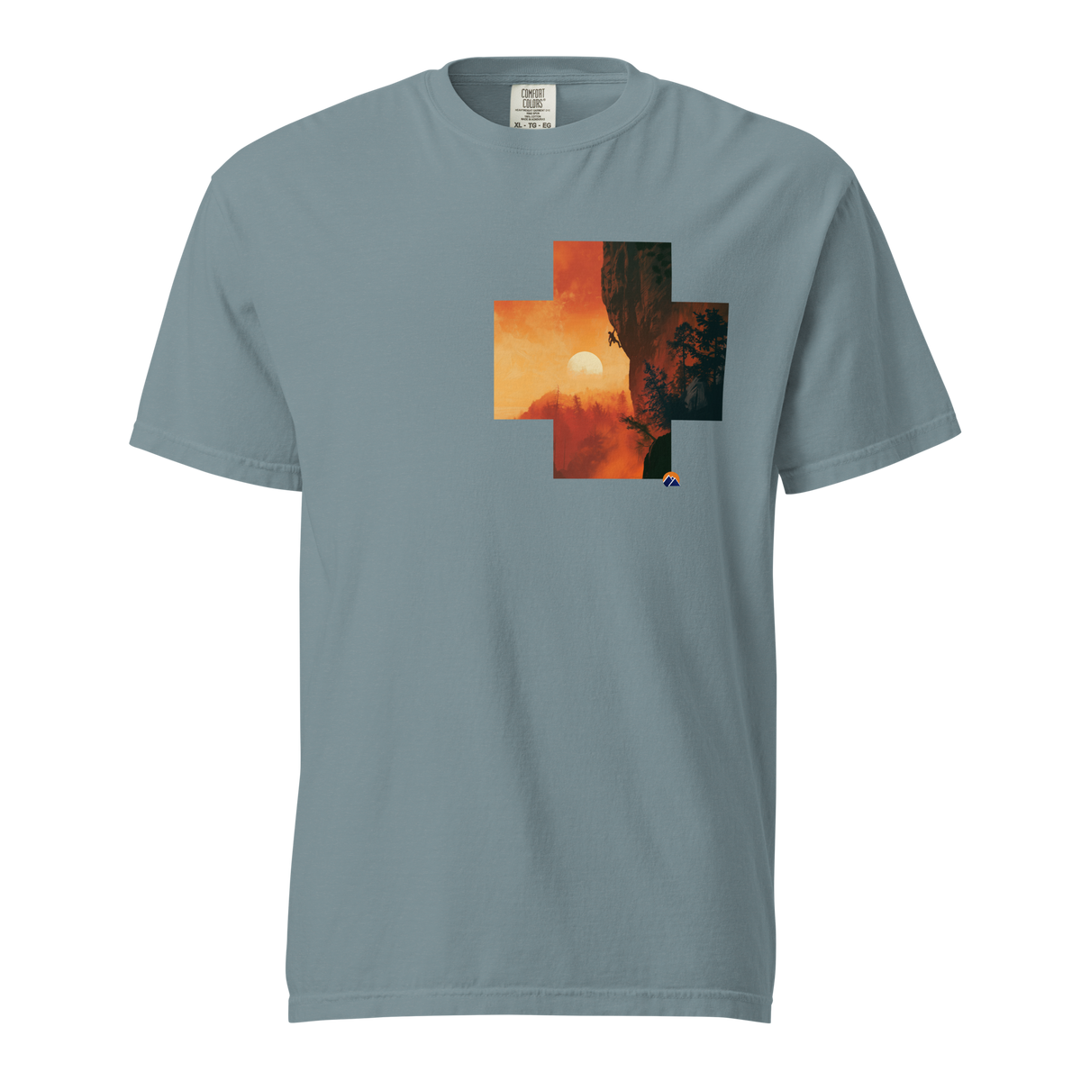 Last Pitch — Grin Dwellers Ice Blue heavyweight garment-dyed tee, front view