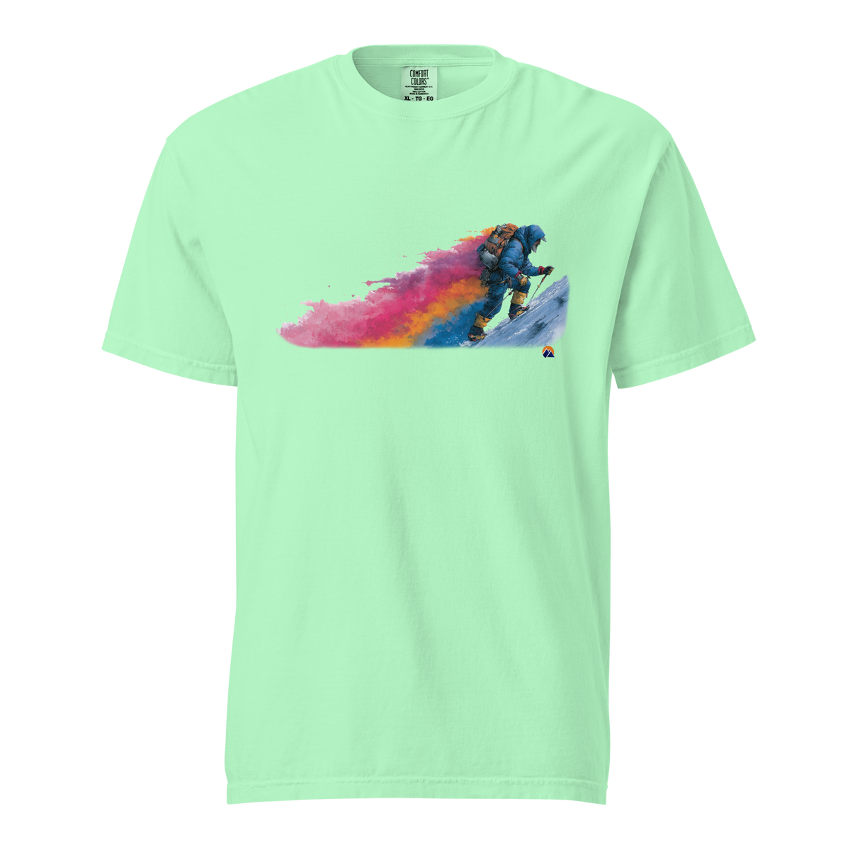 Winter Ascent — Grin Dwellers Island Reef heavyweight garment-dyed tee, front view