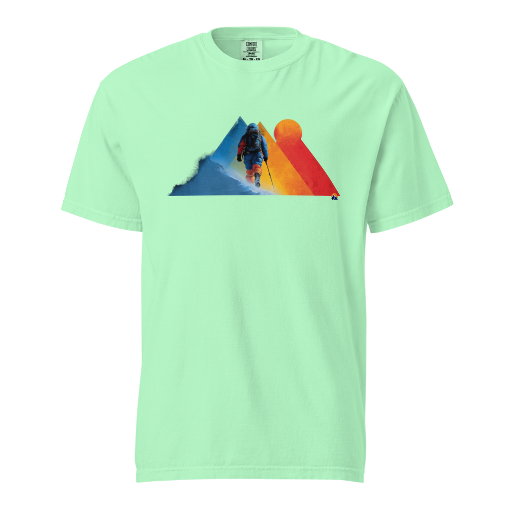 Winter Alpinist — Grin Dwellers Island Reef heavyweight garment-dyed tee, front view