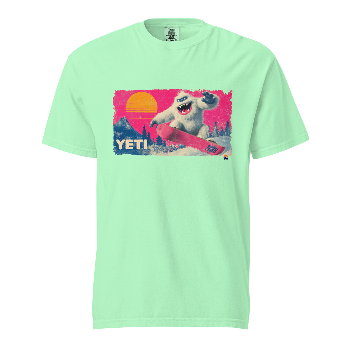 Yeti Shredder — Grin Dwellers Island Reef heavyweight garment-dyed tee, front view