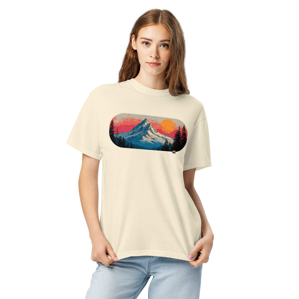 Worth The Alarm — Grin Dwellers Ivory heavyweight garment-dyed tee, detail view