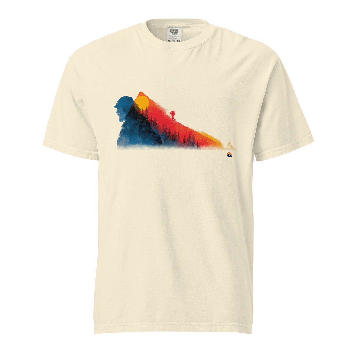 Mountain Layers — Grin Dwellers Ivory heavyweight garment-dyed tee, front view