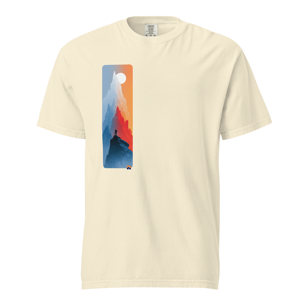 Summit Solitude — Grin Dwellers Ivory heavyweight garment-dyed tee, front view