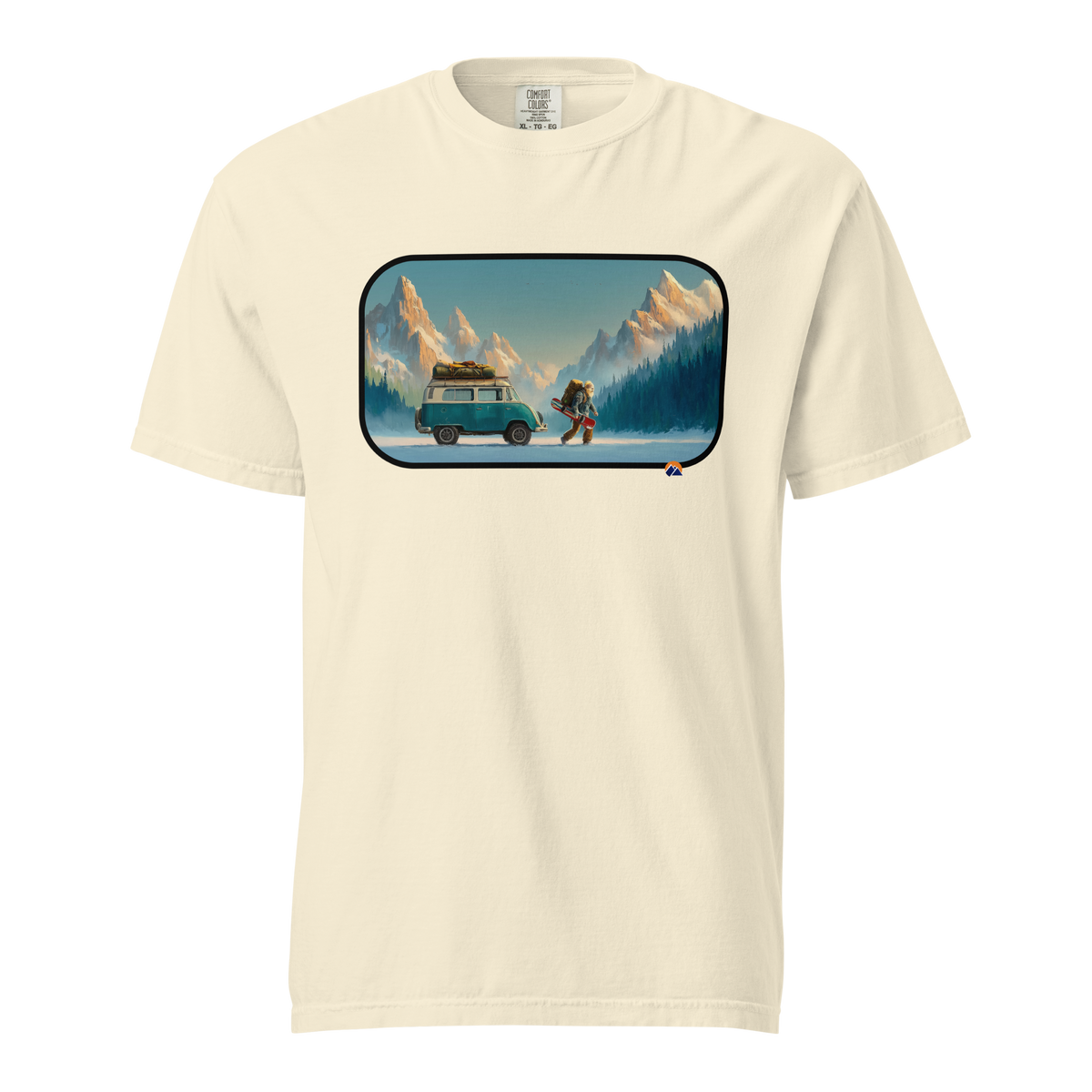 Van Life Powder — Grin Dwellers Ivory heavyweight garment-dyed tee, front view