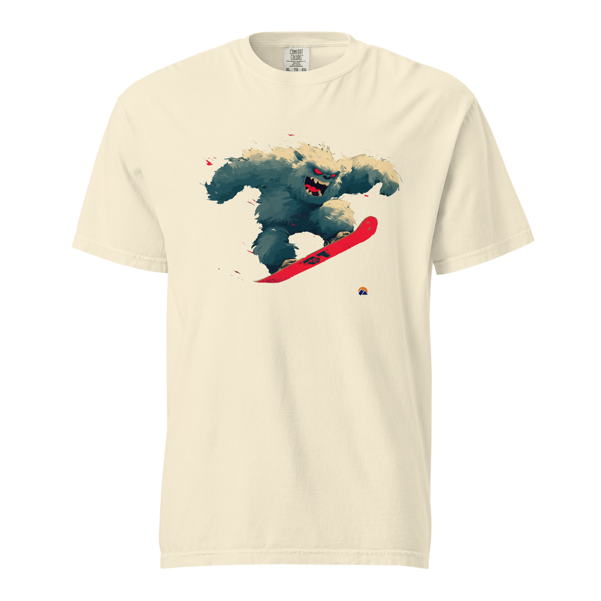 Dark Yeti — Grin Dwellers Ivory heavyweight garment-dyed tee, front view