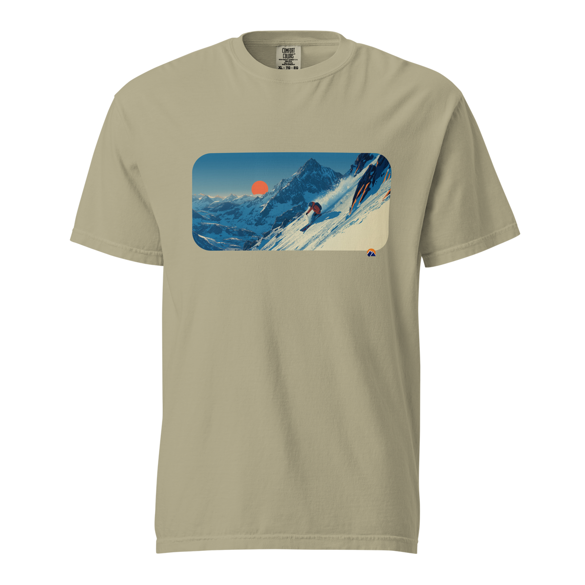 Golden Run — Grin Dwellers Khaki heavyweight garment-dyed tee, front view