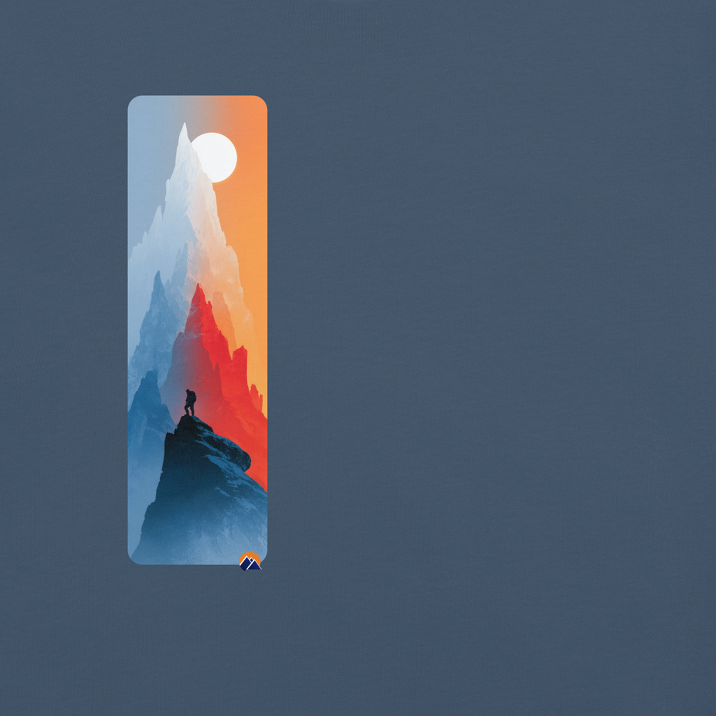 Summit Solitude — Grin Dwellers Midnight heavyweight garment-dyed tee, detail view