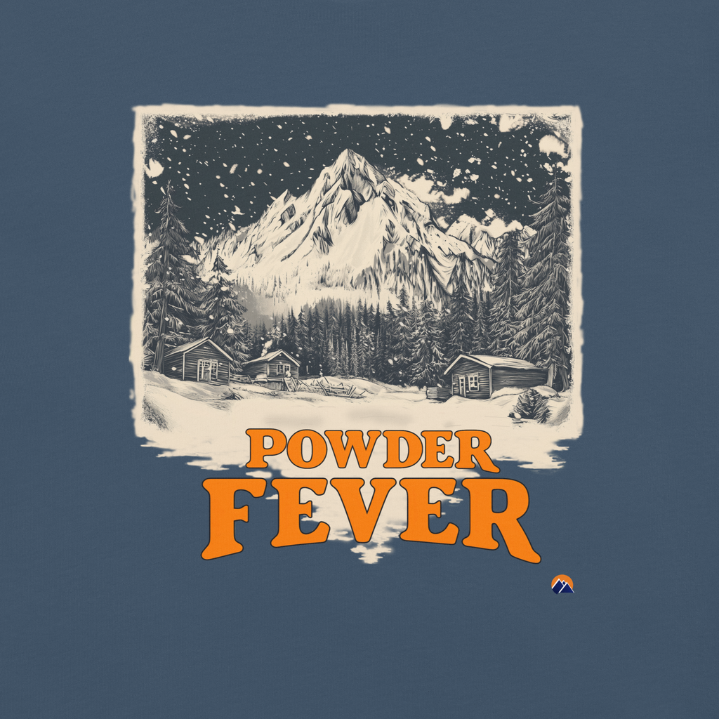 Powder Fever — Grin Dwellers Midnight heavyweight garment-dyed tee, detail view