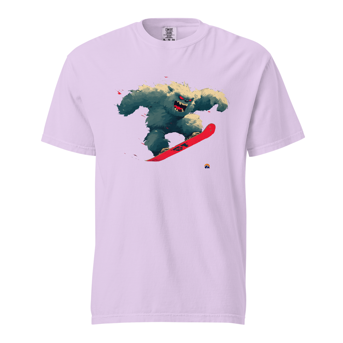 Dark Yeti — Grin Dwellers Orchid heavyweight garment-dyed tee, front view