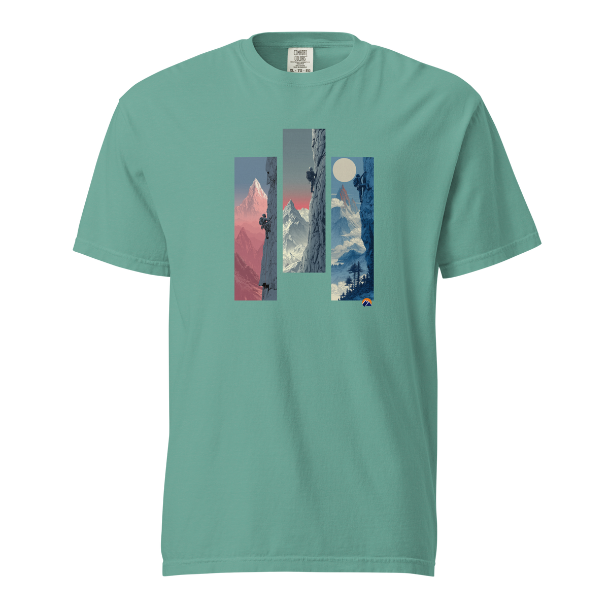 Three Walls — Grin Dwellers Seafoam heavyweight garment-dyed tee, front view