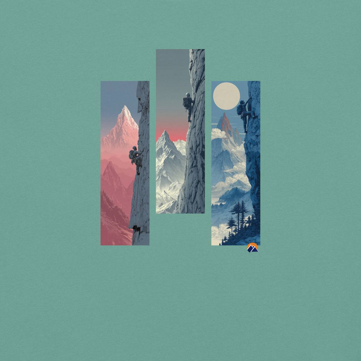 Three Walls — Grin Dwellers Seafoam heavyweight garment-dyed tee, detail view