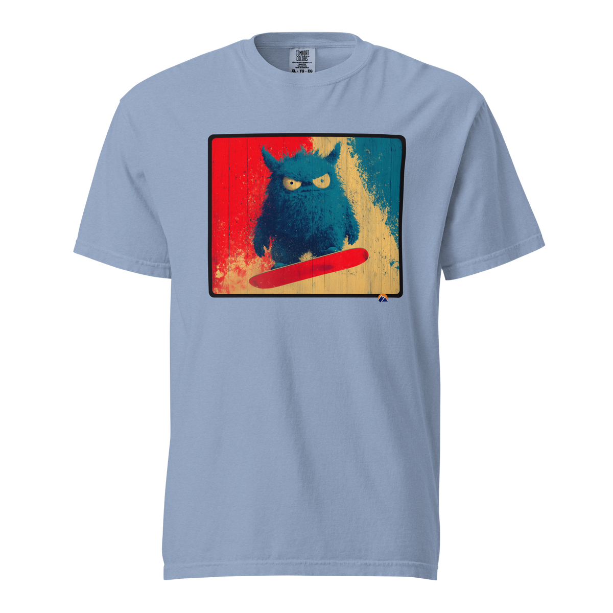 Grumpy Shredder — Grin Dwellers Washed Denim heavyweight garment-dyed tee, front view