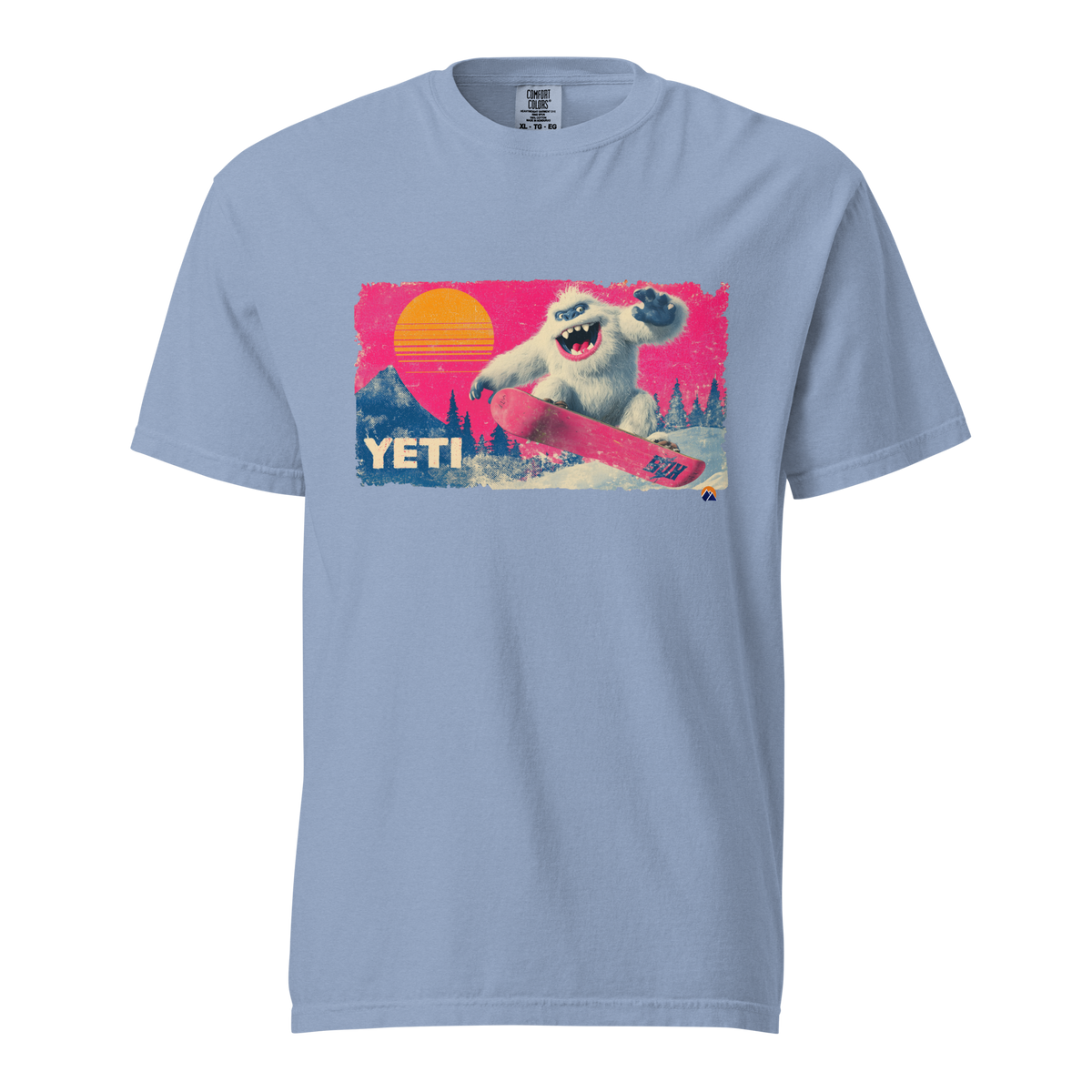 Yeti Shredder — Grin Dwellers Washed Denim heavyweight garment-dyed tee, front view