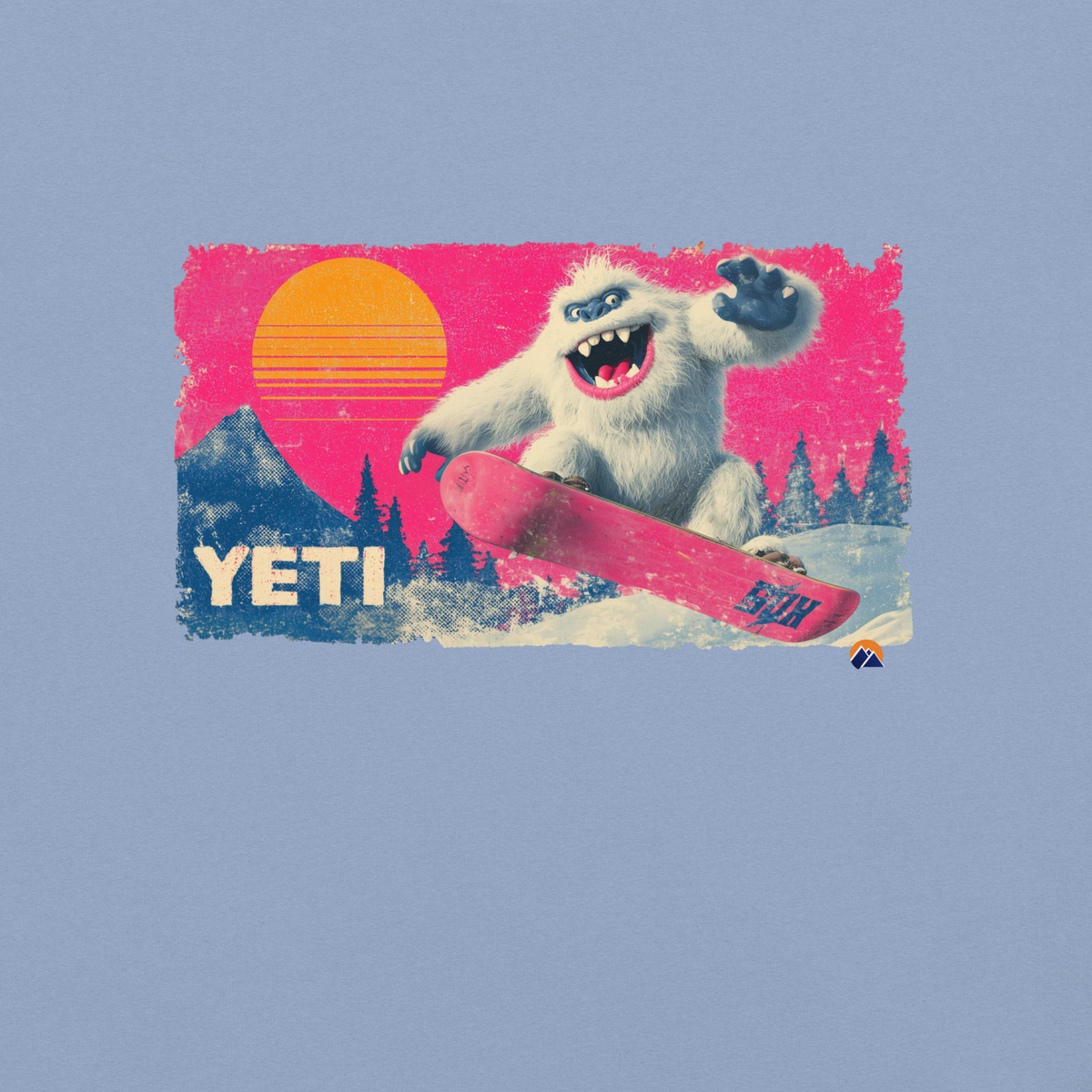Yeti Shredder — Grin Dwellers Washed Denim heavyweight garment-dyed tee, detail view