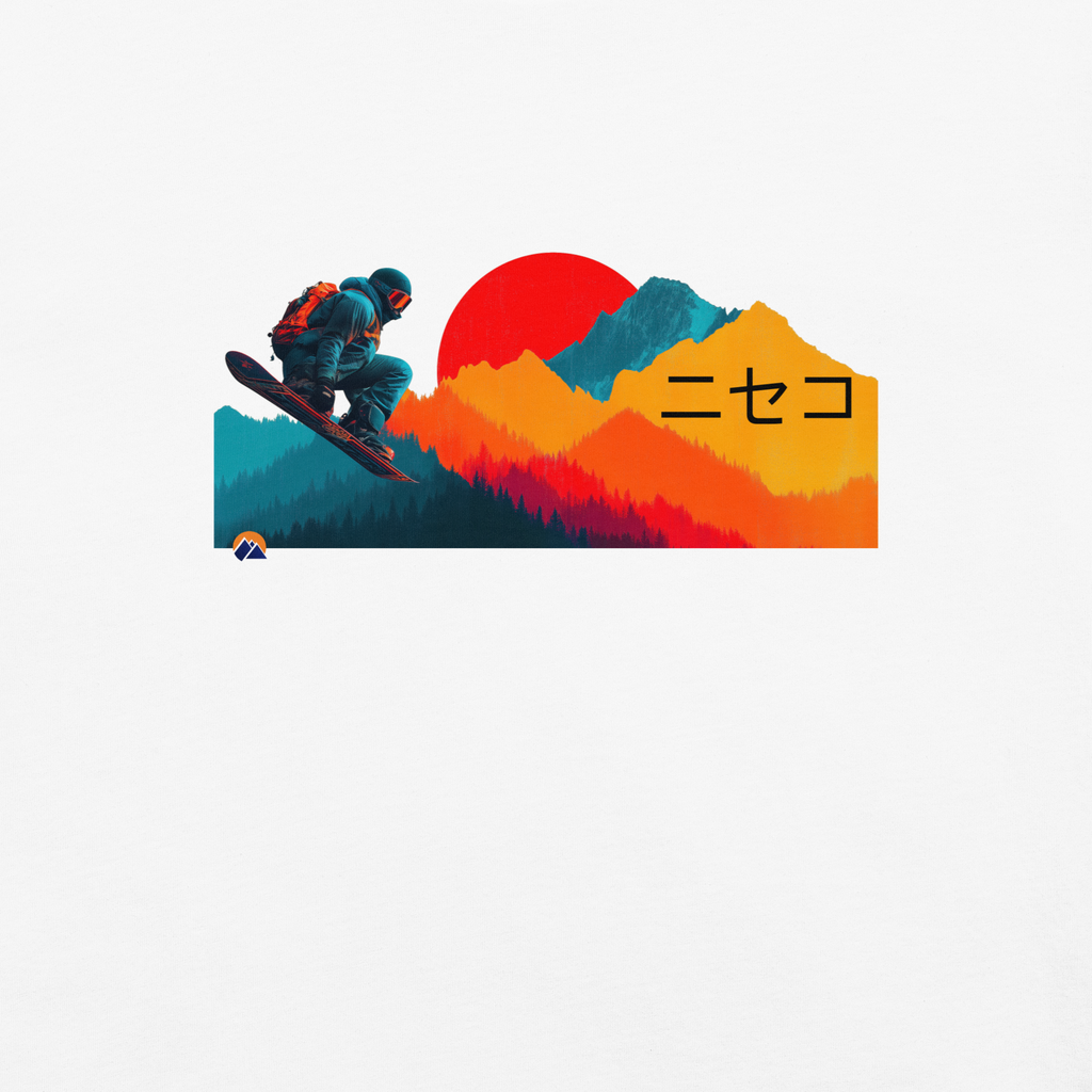 Niseko — Grin Dwellers White heavyweight garment-dyed tee, detail view
