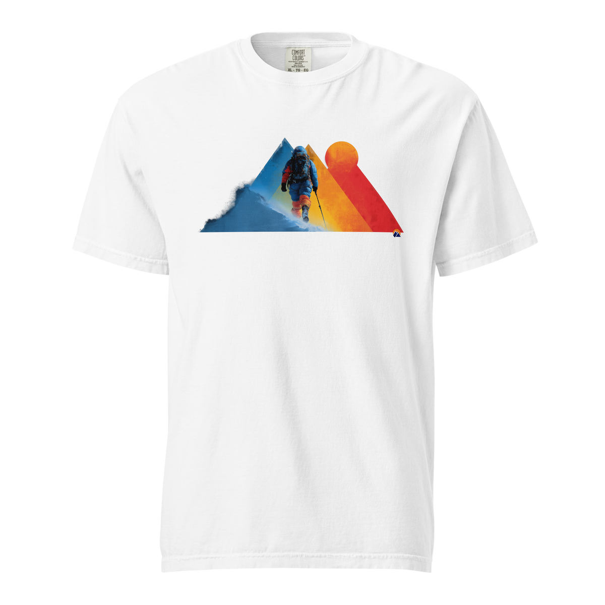 Winter Alpinist — Grin Dwellers White heavyweight garment-dyed tee, front view