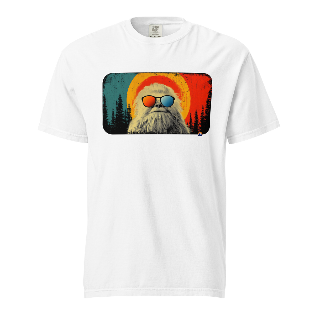 Vintage Yeti — Grin Dwellers White heavyweight garment-dyed tee, front view