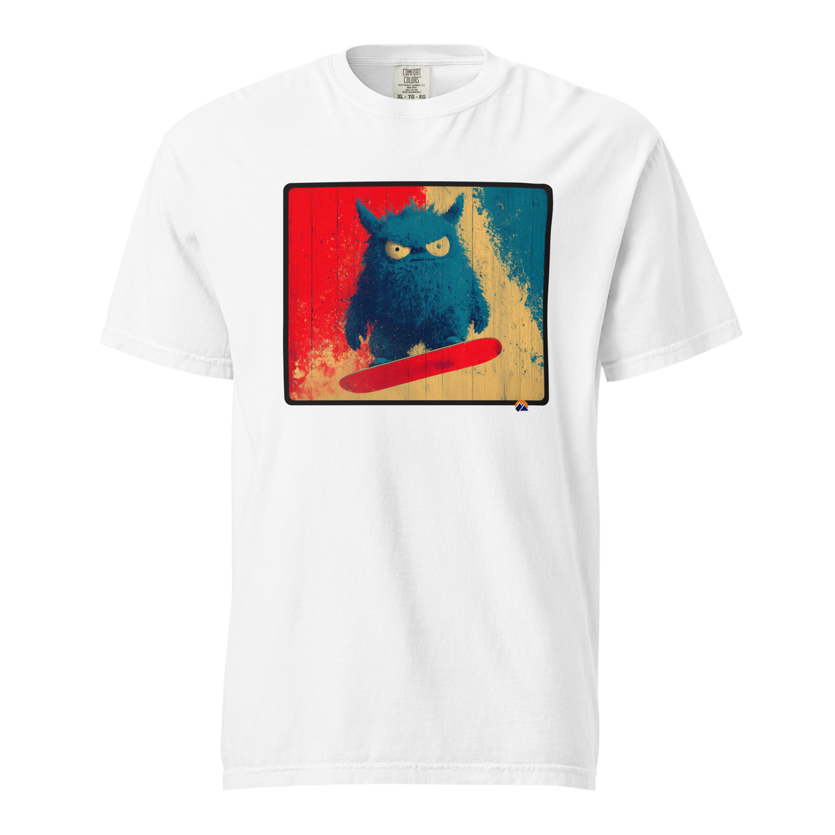 Grumpy Shredder — Grin Dwellers White heavyweight garment-dyed tee, front view