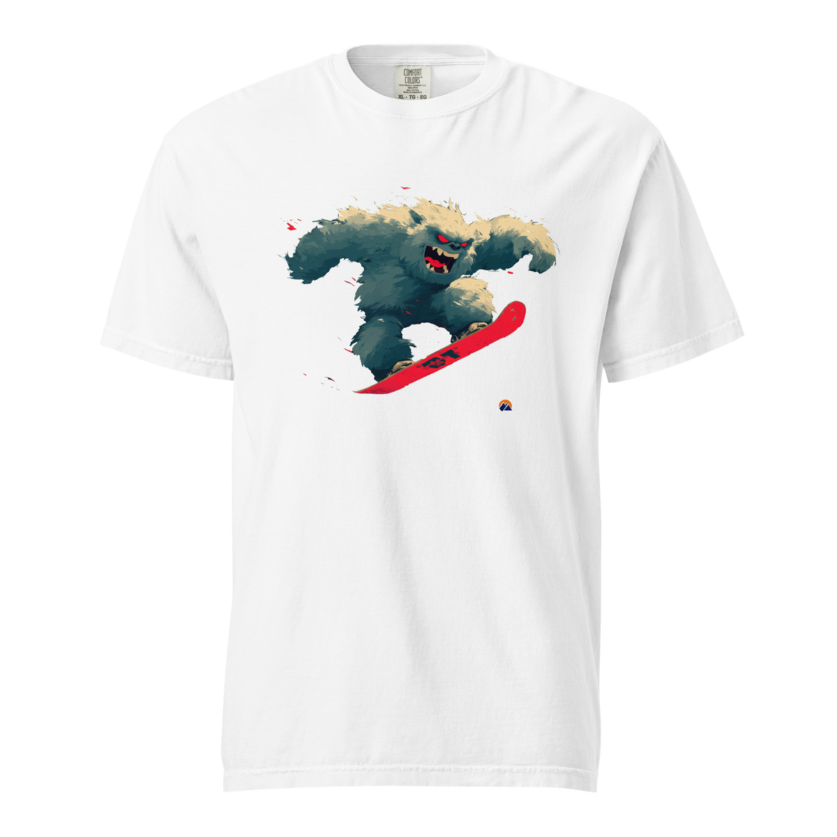 Dark Yeti — Grin Dwellers White heavyweight garment-dyed tee, front view