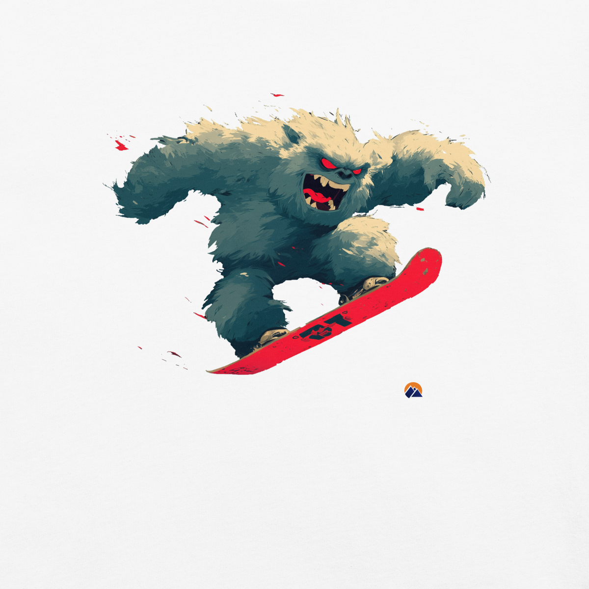 Dark Yeti — Grin Dwellers White heavyweight garment-dyed tee, detail view